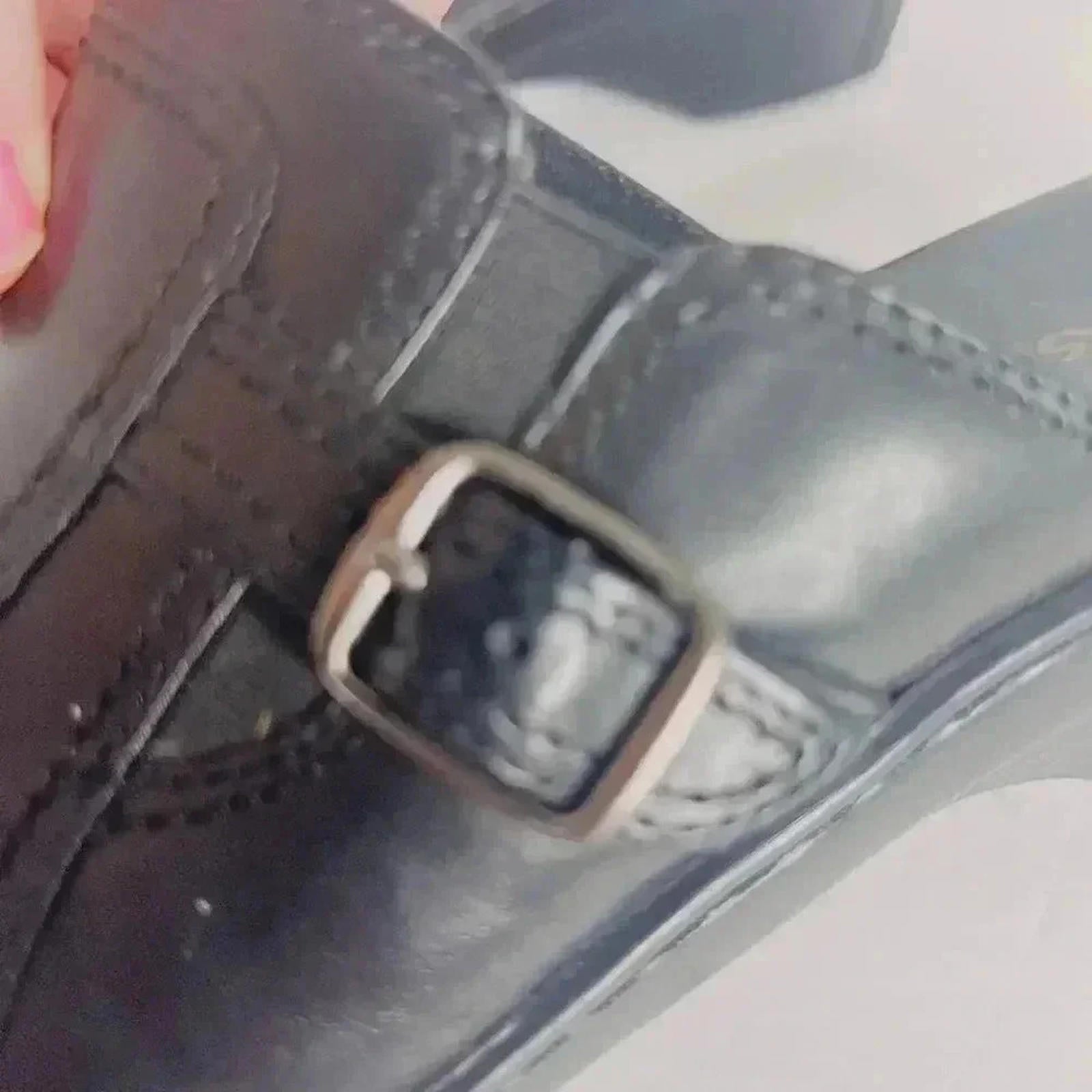 Clarks Black Leather Heeled Mules Clogs Silver Buckle Women's Size 9