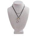Vintage Double Stranded Chain Necklace Clear Rhinestone Pendant Boho Bohemian