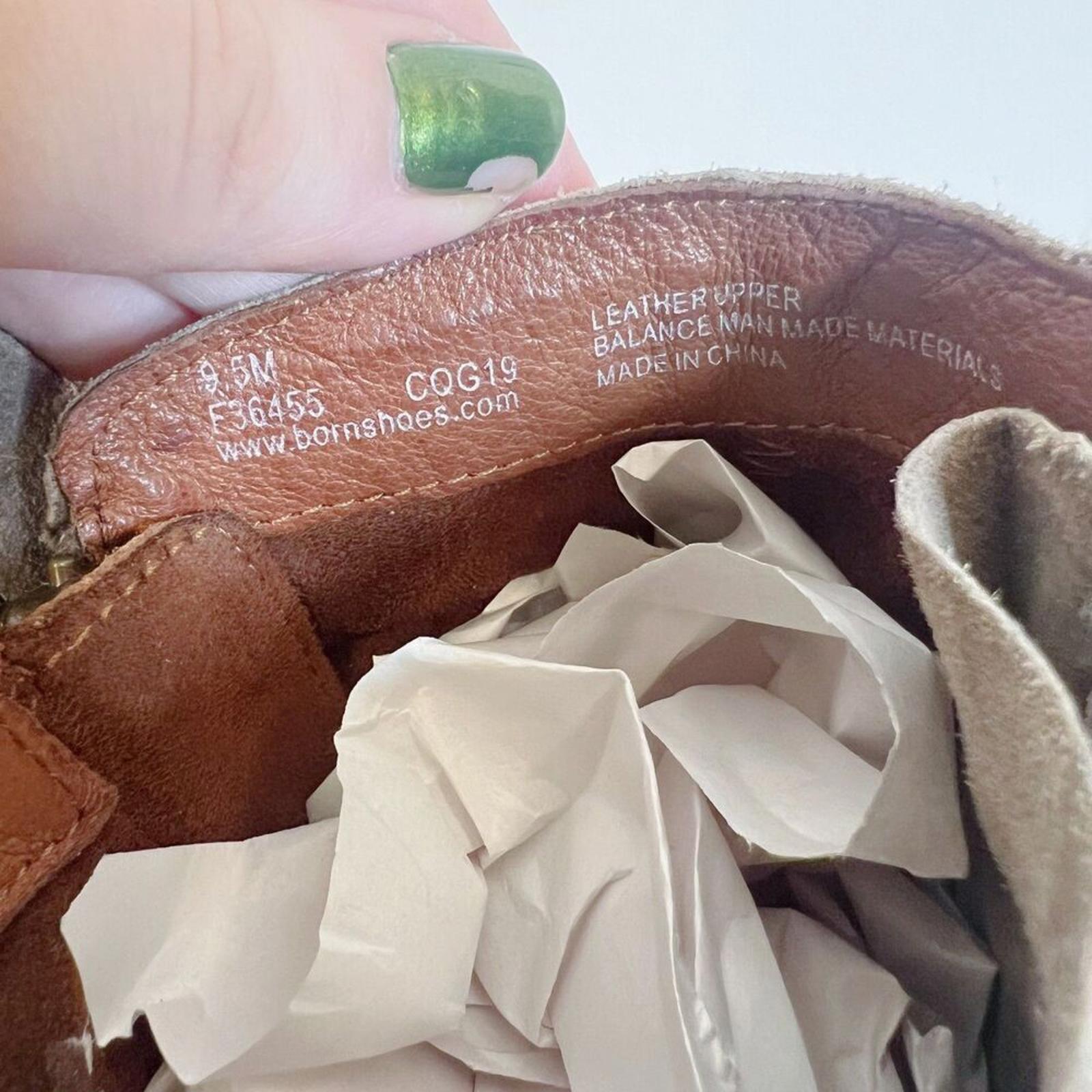 Born Bessie Taupe Suede Booties Lace Up Side Ankle Boots Women's Size 9.5