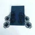 Black Gothic Drop Earrings Statement Dark Halloween Grunge Punk