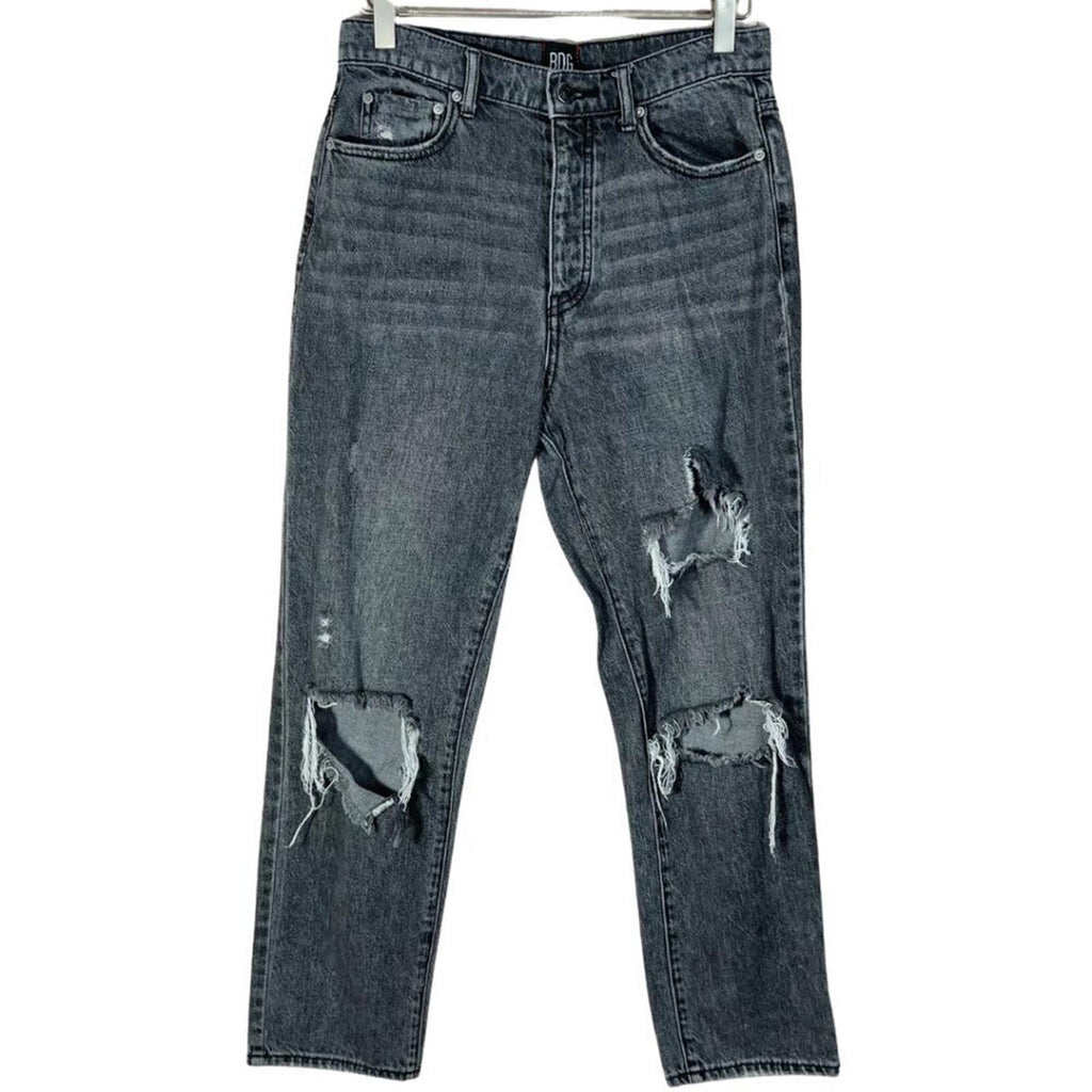BDG Slim Straight Black Distressed Jeans Mom Jeans Women's Size 28 Grunge Punk