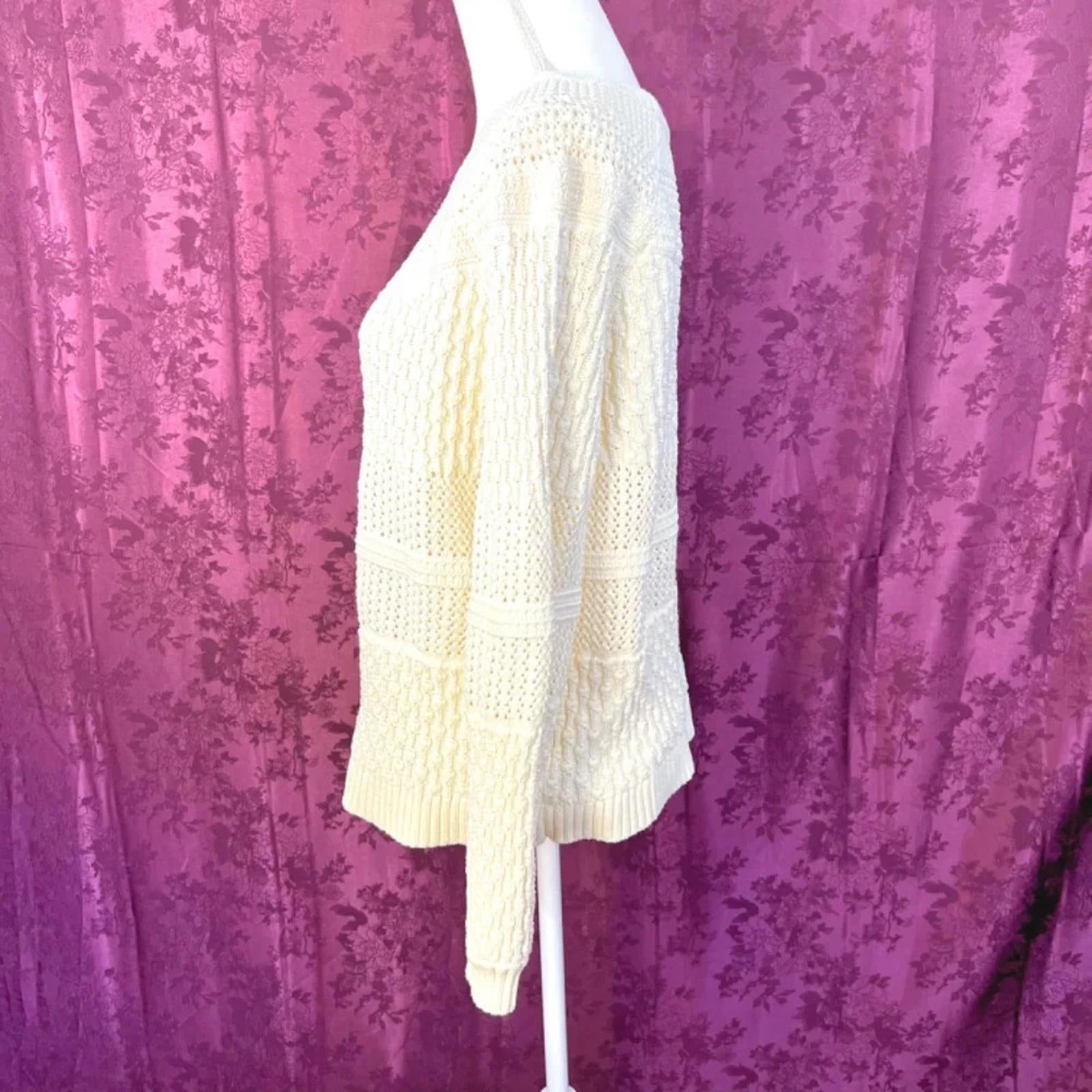 Talbots Cream Cotton Knit Sweater Women's Size M