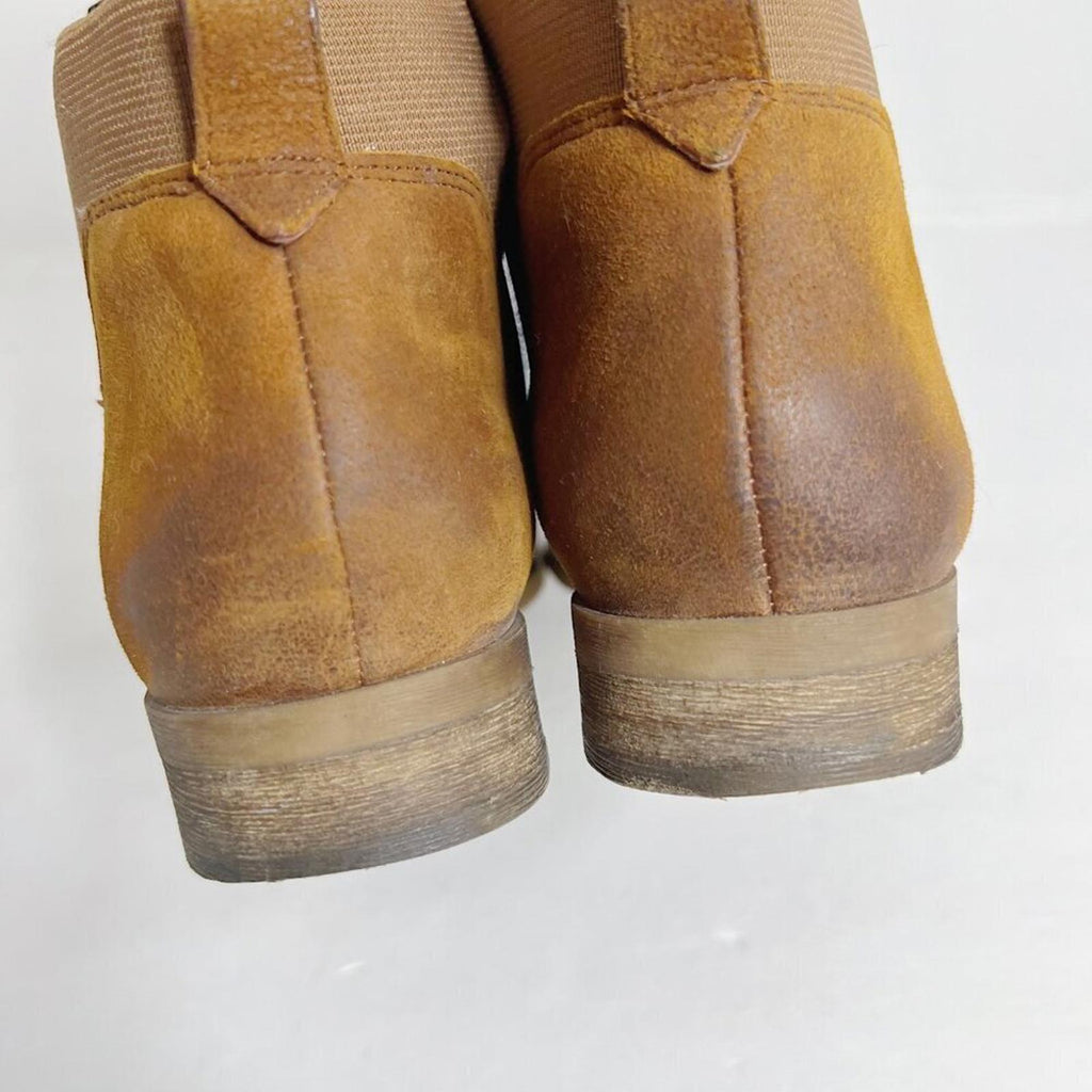 Franco Sarto Kabrina Brown Suede Distressed Leather Booties Boots Size 6.5