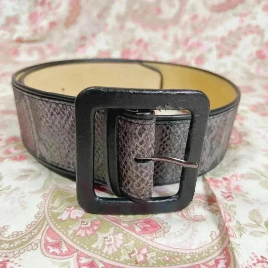 y2k Vintage Faux Snakeskin Chunky Waist Belt Boho Bohemian Layering
