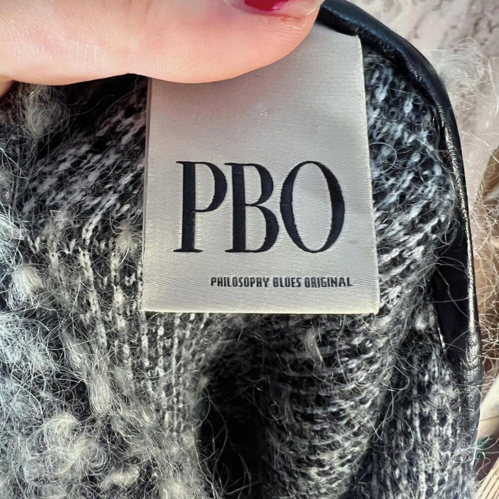 Anthropologie PBO Philosophy Blues Original Boucle Wool Leather Cardigan OS