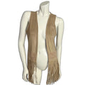 Maurices Faux Suede Tan Fringe Vest Boho Chic Western Country Women's Size M