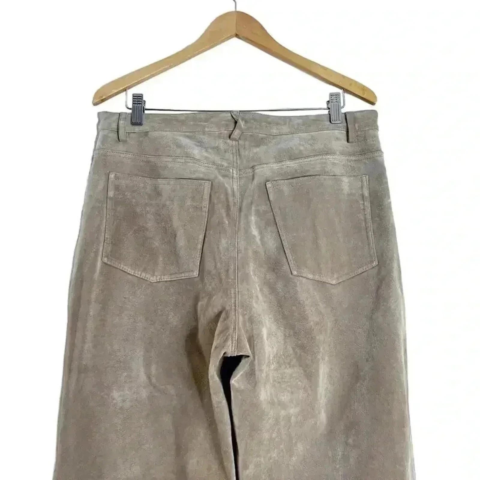 Nordstrom Vintage Tan Suede Leather Straight Leg Pants Women's Size 14