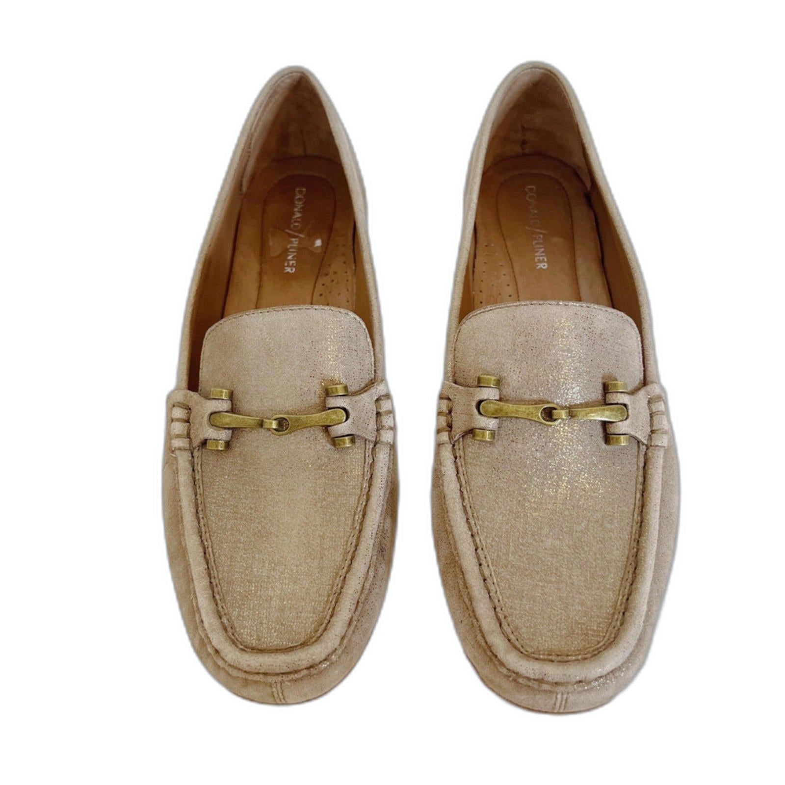 Donald J. Pliner Filo Tan Champagne Metallic Horsebit Loafers Women's Size 10