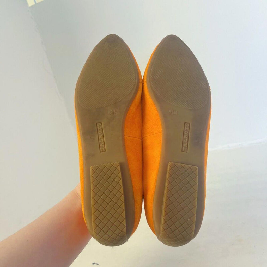 Talbots Francesca Link Suede Driving Flats Orange Pointed Toe Size 8.5