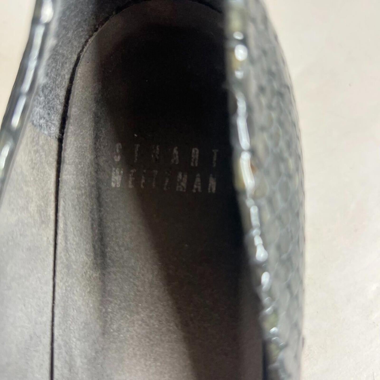 y2k Stuart Weitzman Grey Python Snakeprint Leather Pointed Toe Heels Size 8.5