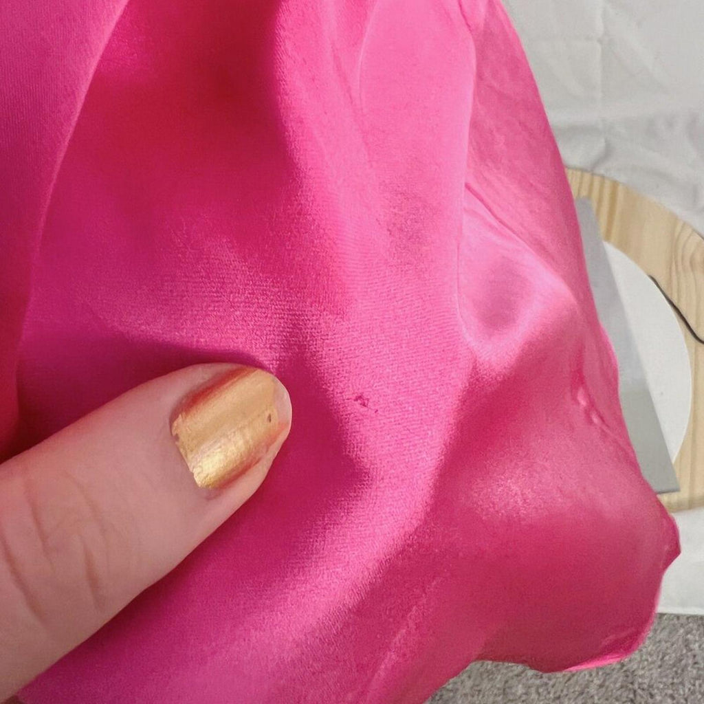 O.P.T. OnePrettyTime Formal One Shoulder Slit Barbie Pink Satin Gown Size M