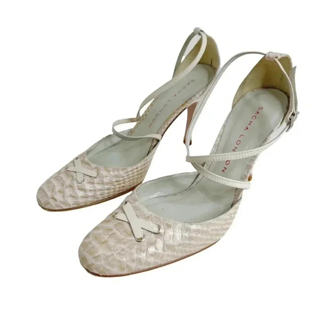 Vintage Sacha London Snakeskin Lace Up Heels Size 7.5