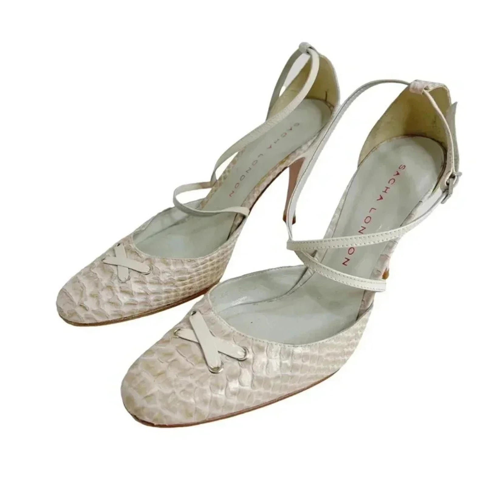 Vintage Sacha London Snakeskin Lace Up Heels Size 7.5