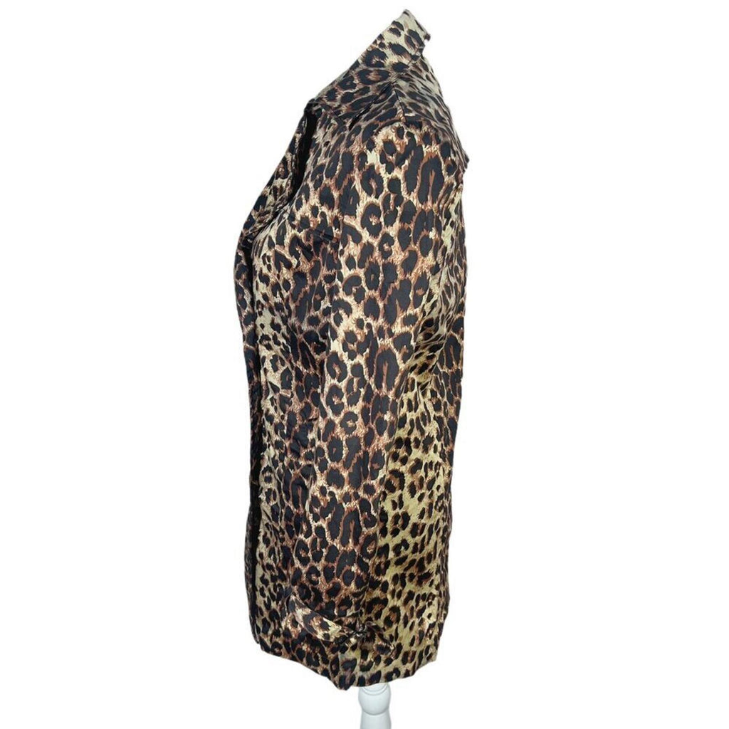 Vertigo Paris Leopard Print Trench Coat Jacket Animal Print Women's Size M