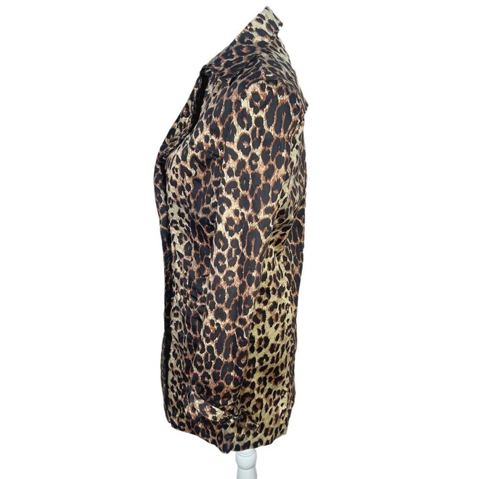 Vertigo Paris Leopard Print Trench Coat Jacket Animal Print Women's Size M