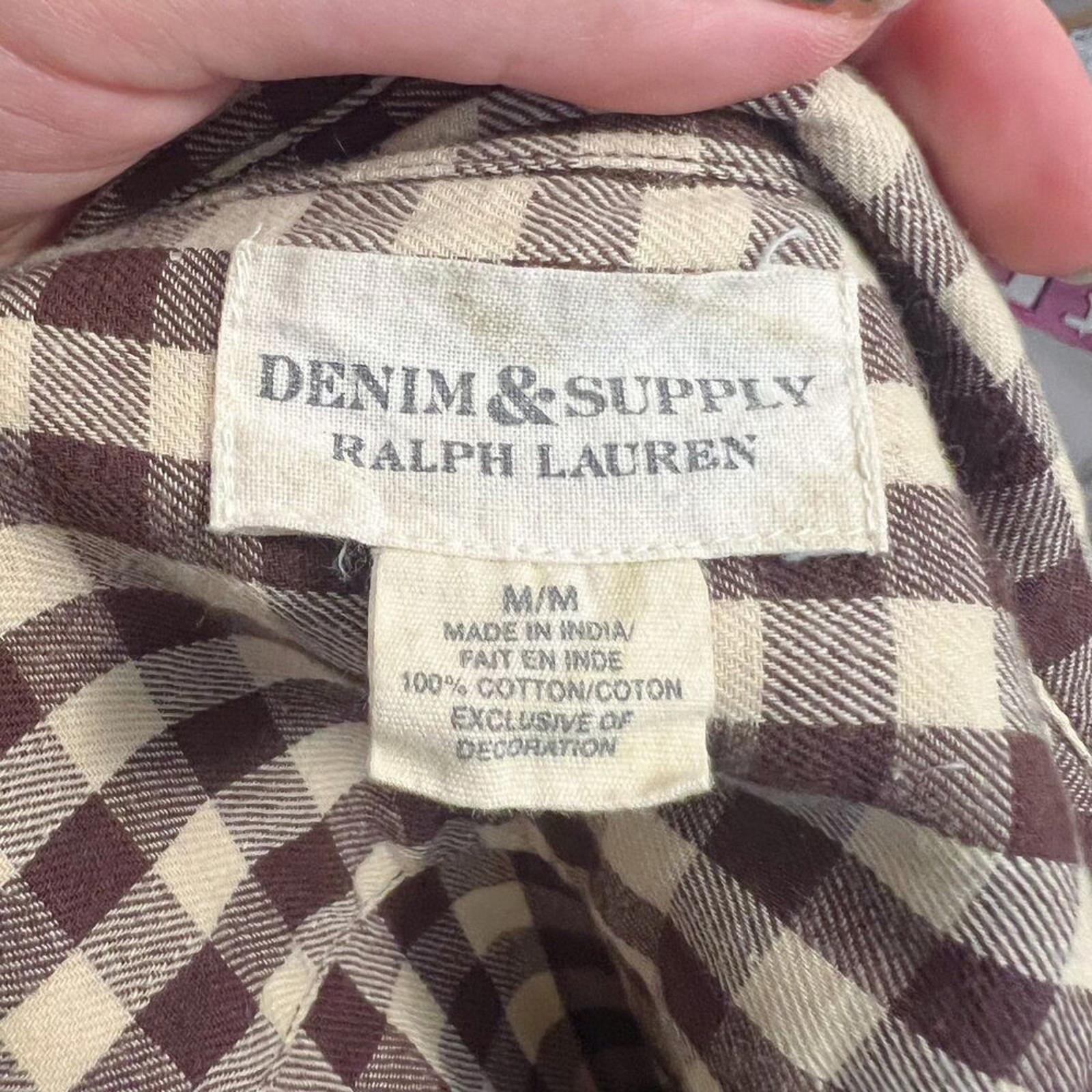 Vintage Ralph Lauren Denim & Supply Gingham Blouse Beaded Women's Size M