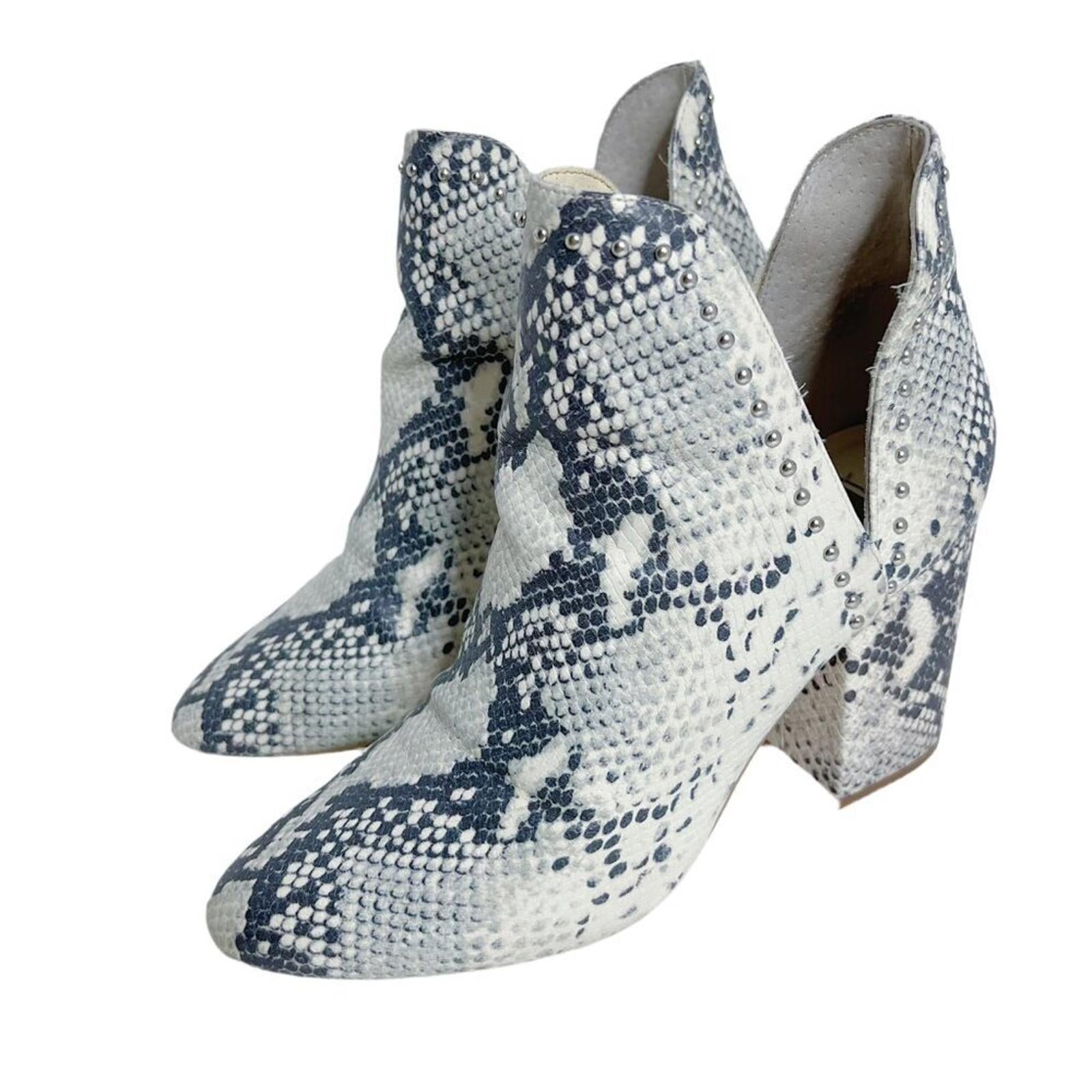 Steve Madden Rockstar White and Grey Snakeprint Snakeskin Studded Booties Size 9
