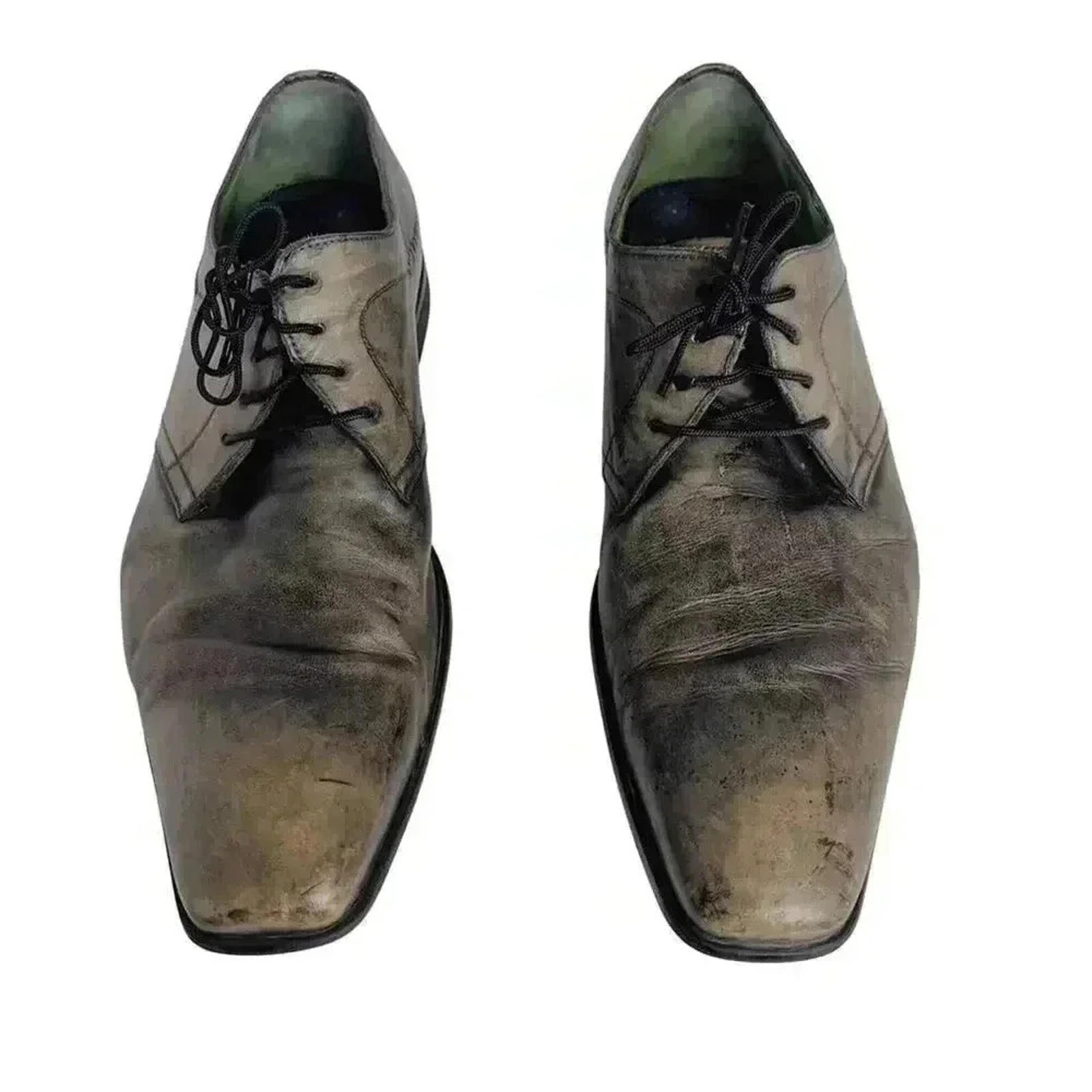 Kenzo Vintage Grey Leather Cap Toe Oxford Pointed Toe Men's Size 9