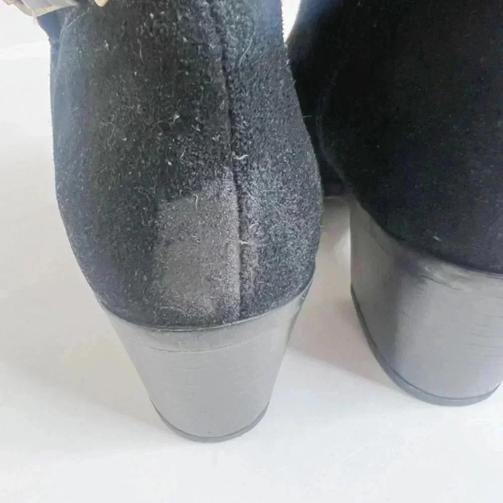Franco Sarto L-Monument Black Faux Suede Buckled Booties Women's Size 8