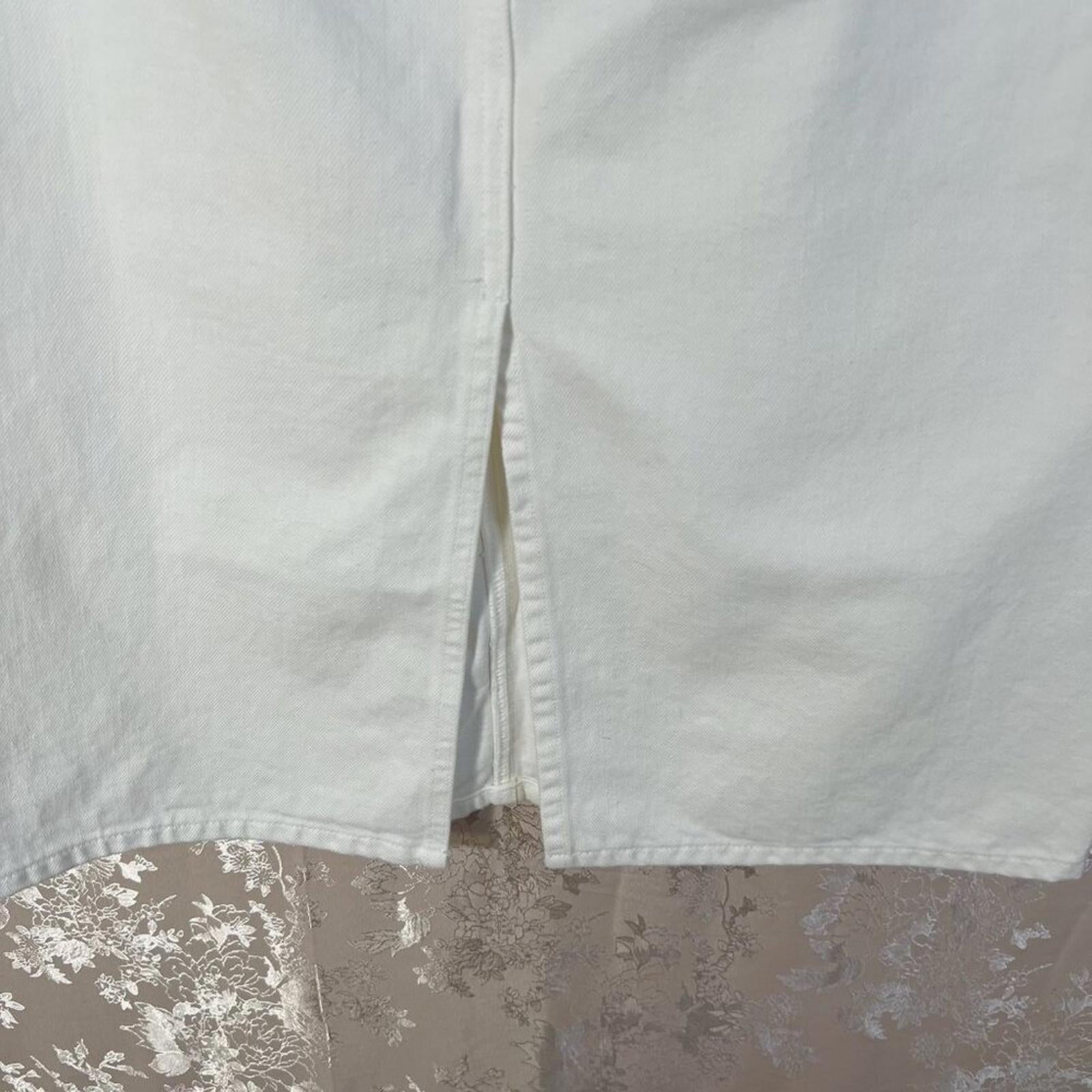 Uniqlo White Denim Pencil Skirt Knee Length Women's Size 10