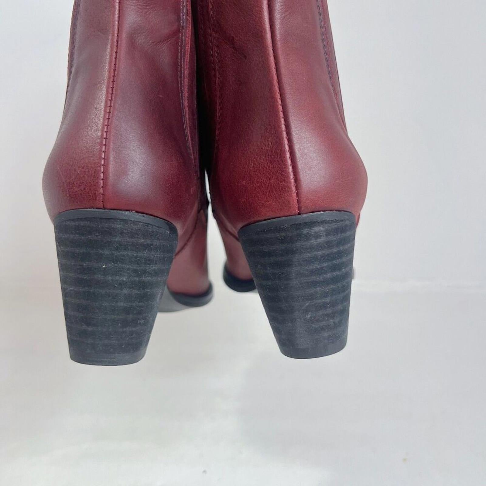 Musse & Cloud Red Leather Pointed Toe Ankle Boot Chelsea Western Size 7 7.5