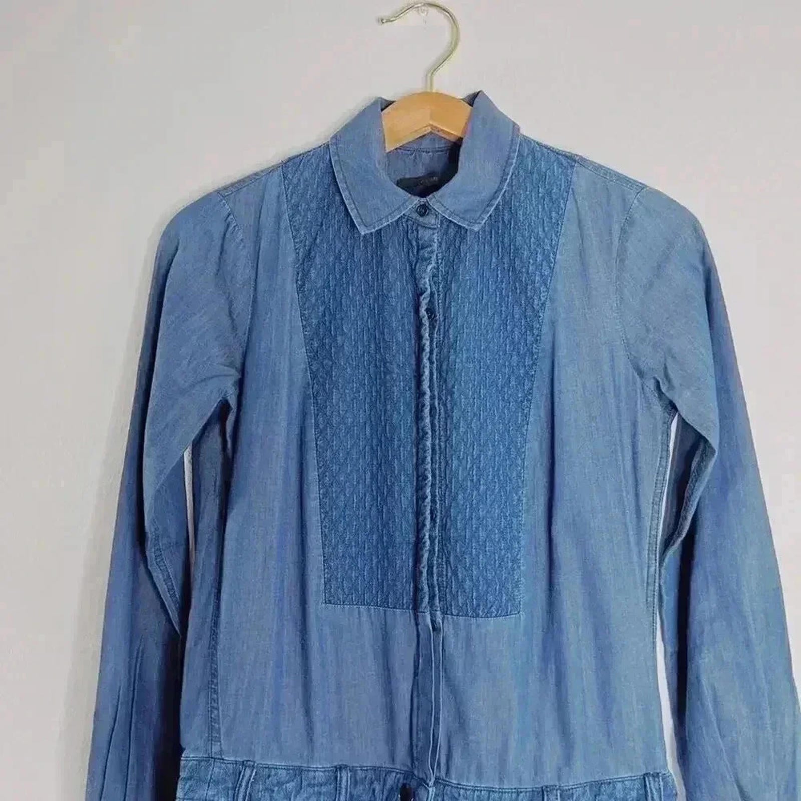 Joe's Jeans Denim Dress Long Sleeve Top Quilted Bottom Women's Size S