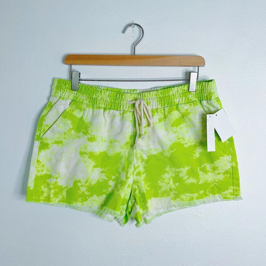 NWT Nordstrom Abound Green Tie Dye Shorts Drawstring Waist Size M