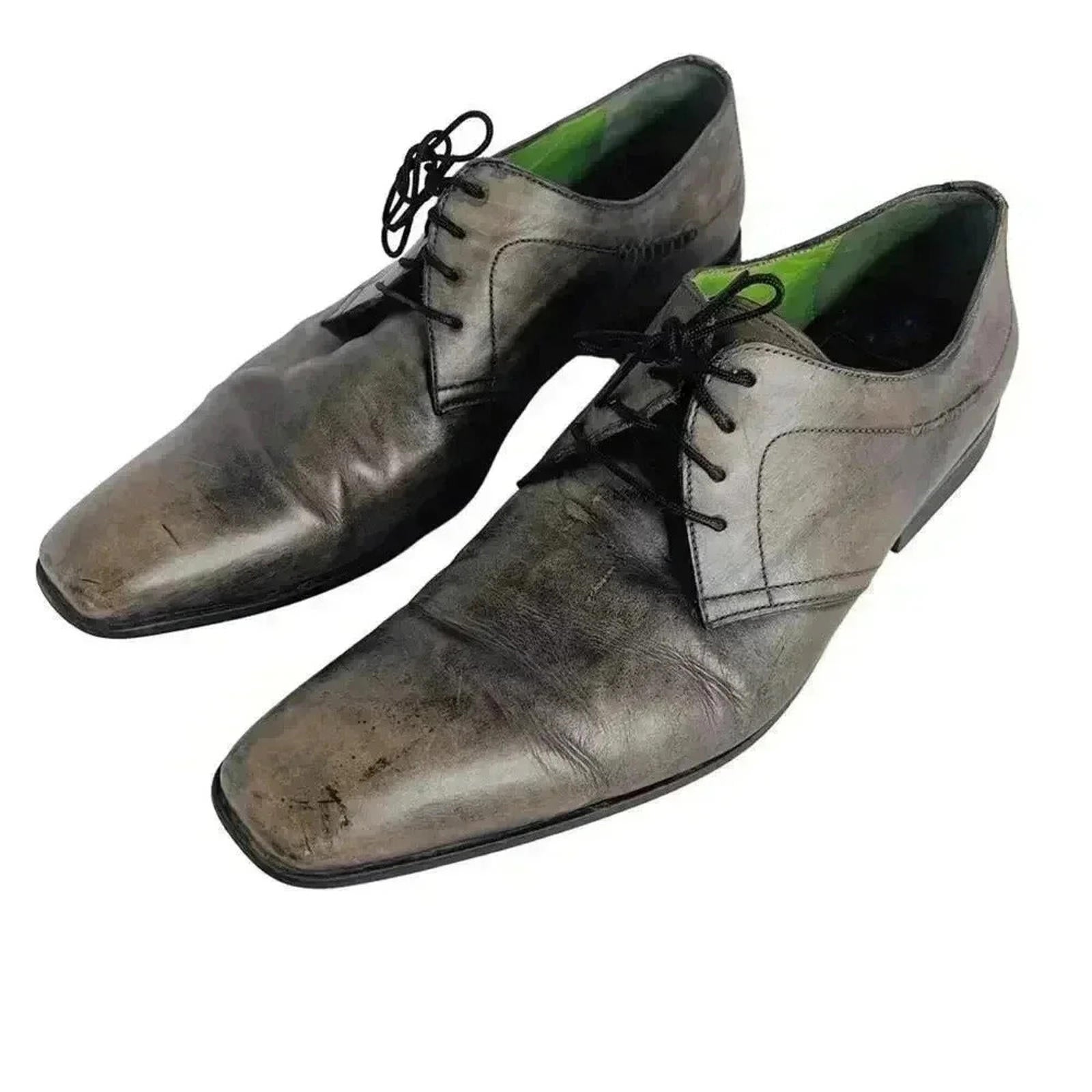 Kenzo Vintage Grey Leather Cap Toe Oxford Pointed Toe Men's Size 9