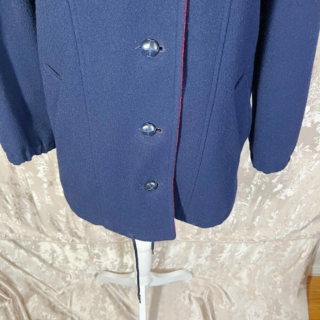 100% Wool Vintage Authentic MacKintosh Vestcoat Navy Blue and Red Jacket Size 6