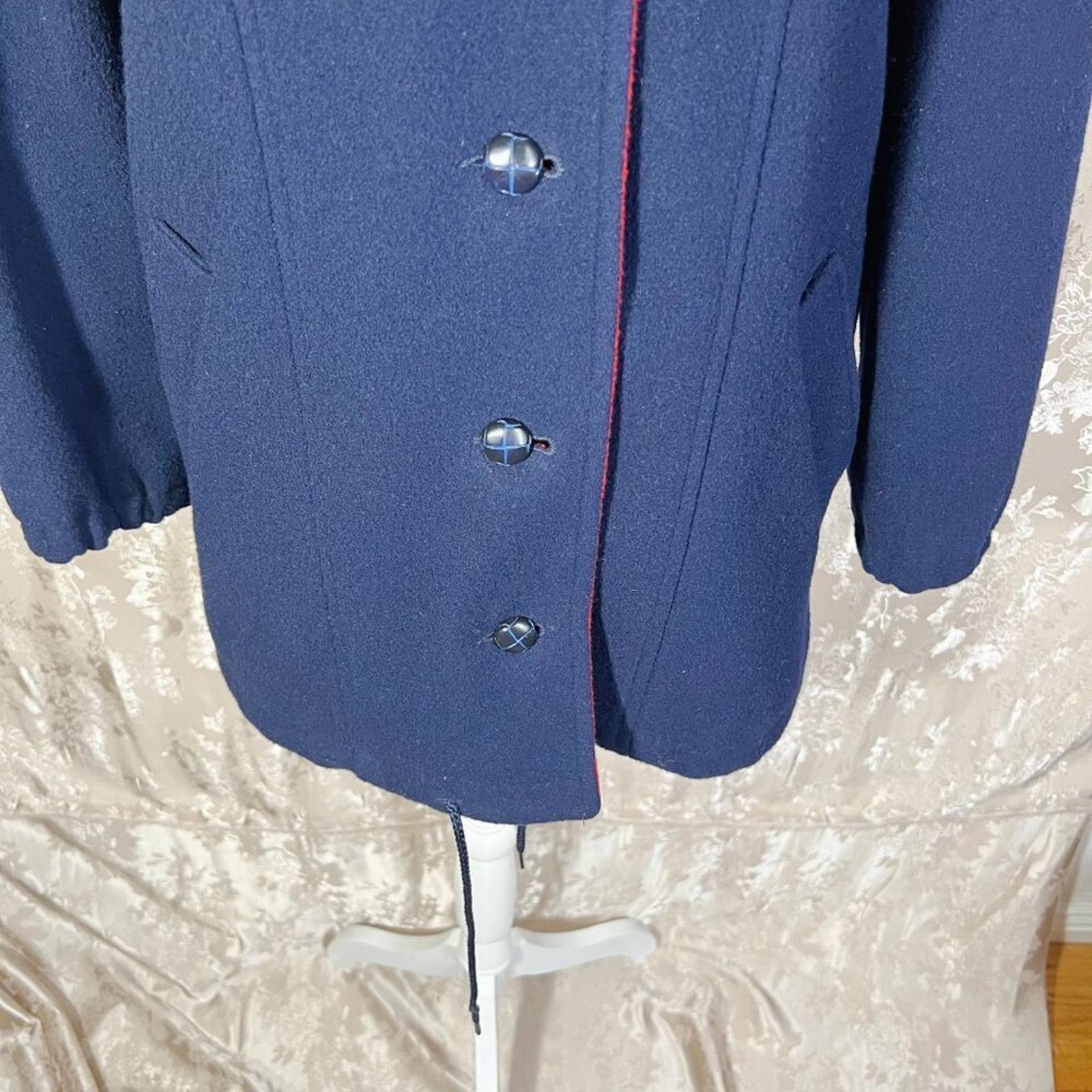100% Wool Vintage Authentic MacKintosh Vestcoat Navy Blue and Red Jacket Size 6