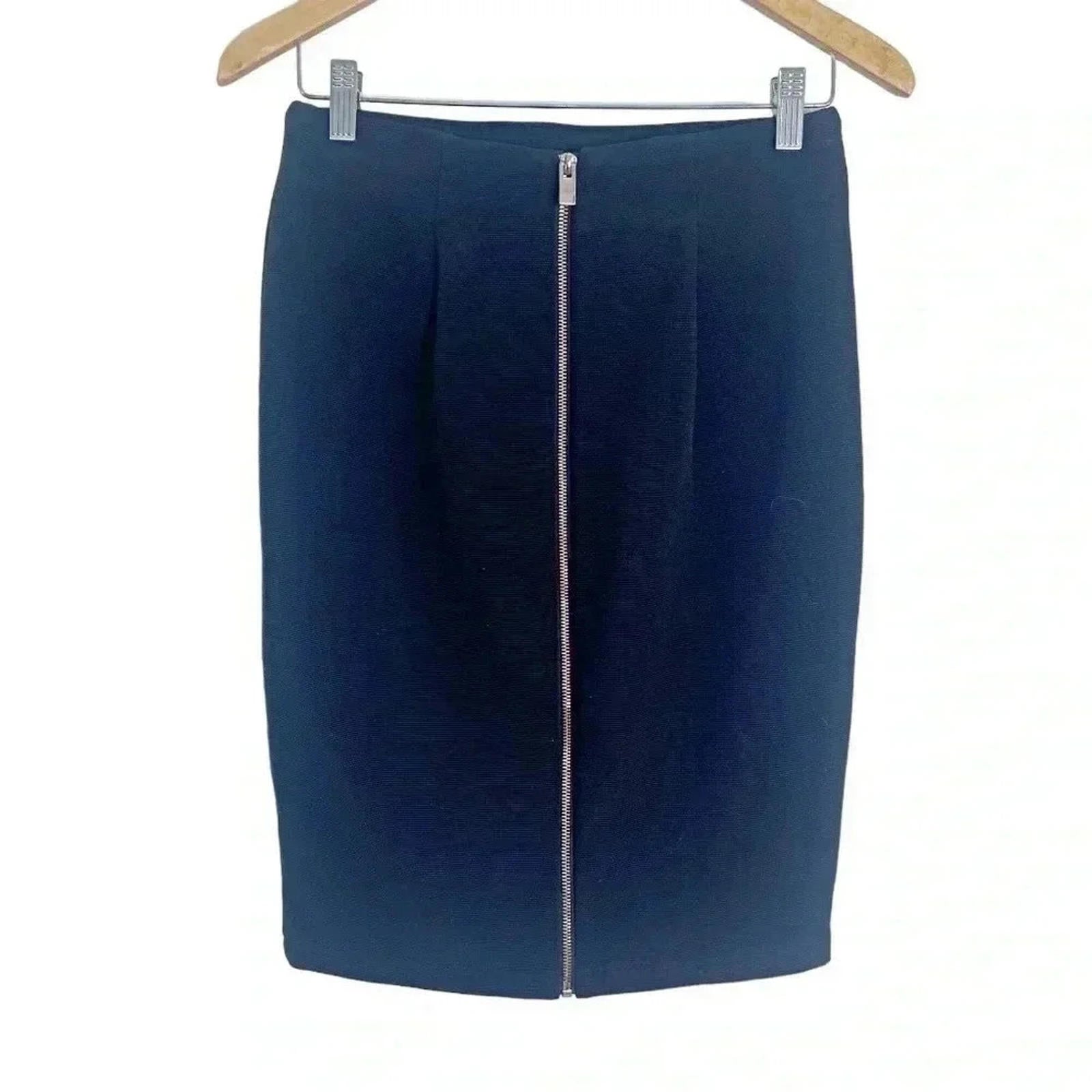 Premise Studio Black Pencil Skirt Ribbed Knee Length Business Casual Size 4P