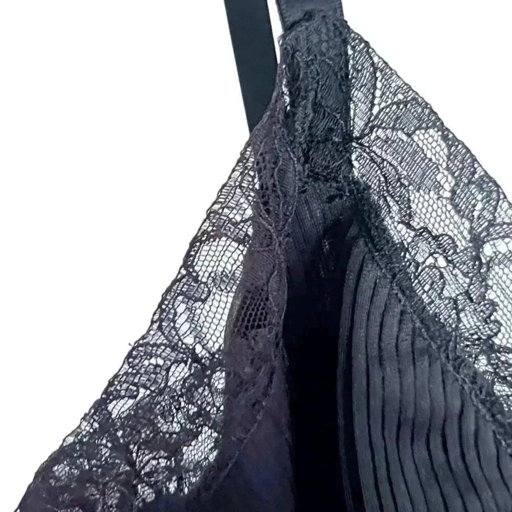 Vintage Vanity Fair Black Lace Slip Midi Dress Women's Size 4