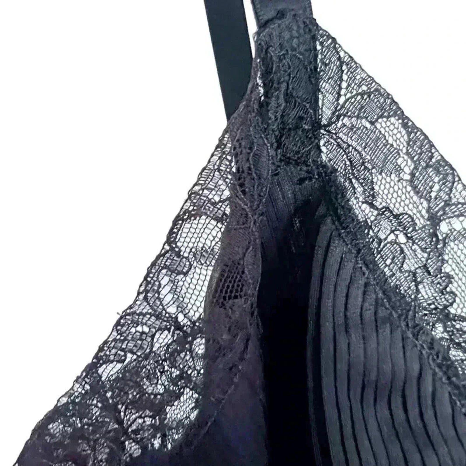 Vintage Vanity Fair Black Lace Slip Midi Dress Women's Size 4