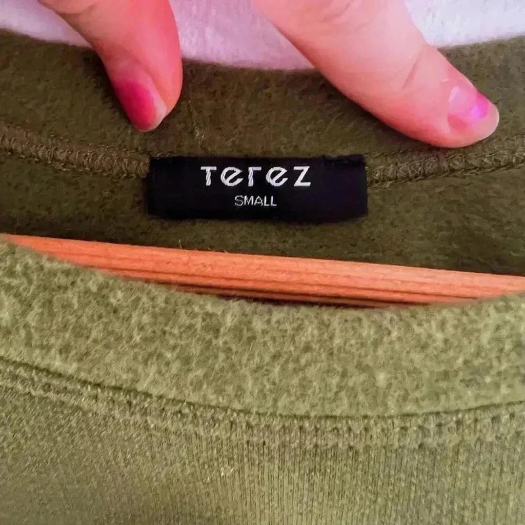 Terez Green Fleece Lined Crewneck Sweatshirt Women's Size S Loungewear