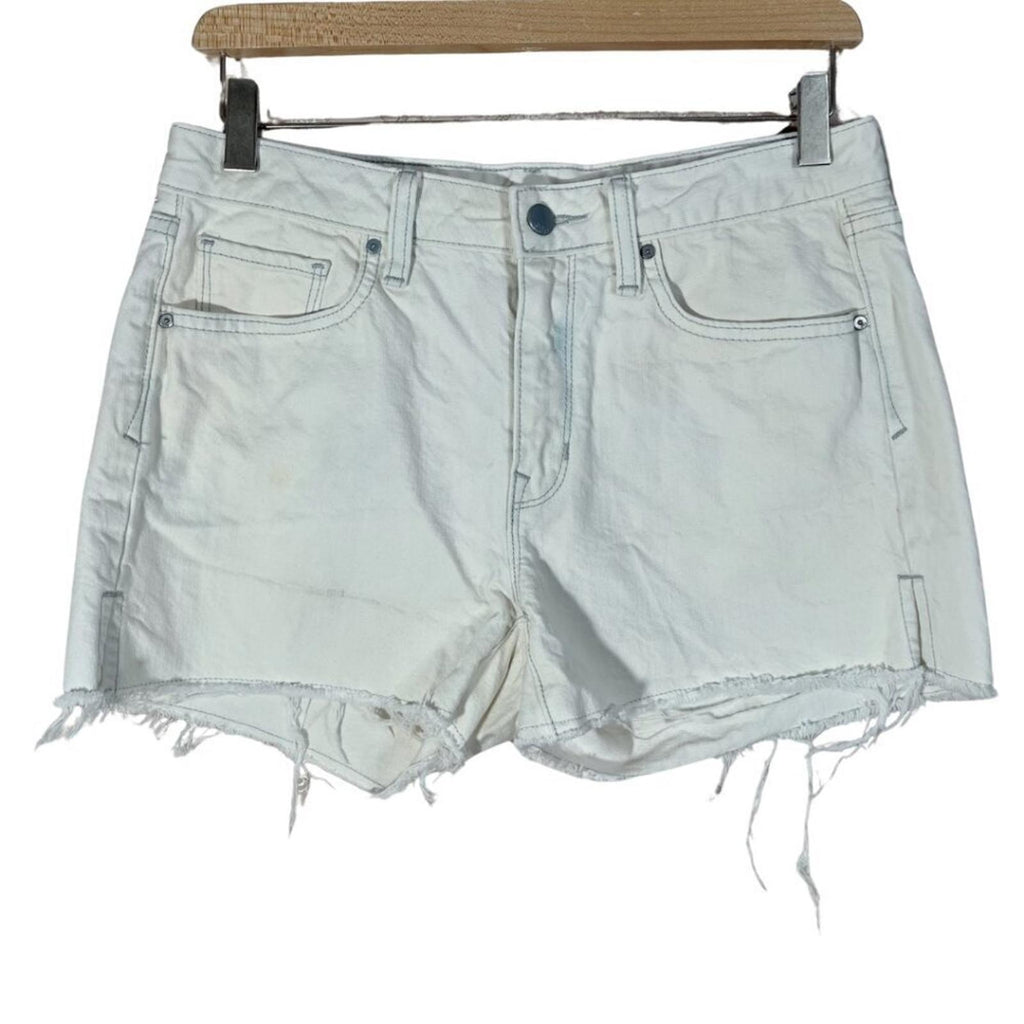 GAP High Rise Slim Cut-Offs Bleached White Denim Shorts Distressed Size 27