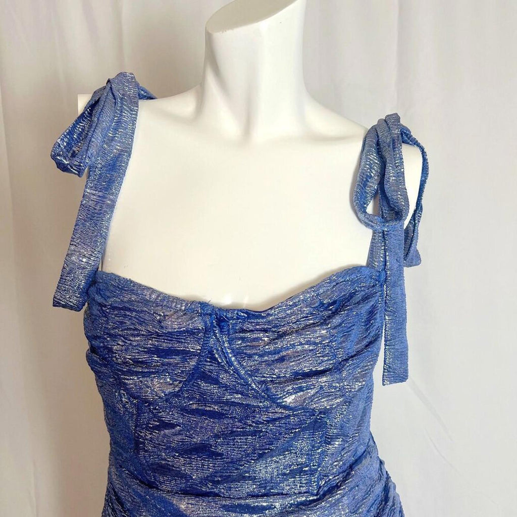 Lioness Senorita Mini Dress in Metallic Blue Mini Dress Club Rave Size M