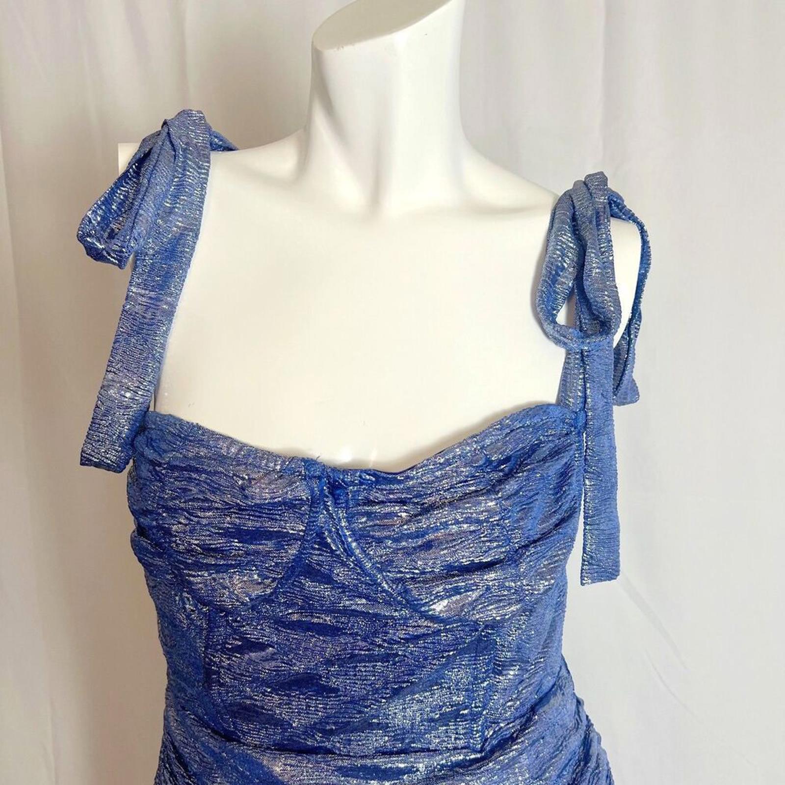Lioness Senorita Mini Dress in Metallic Blue Mini Dress Club Rave Size M