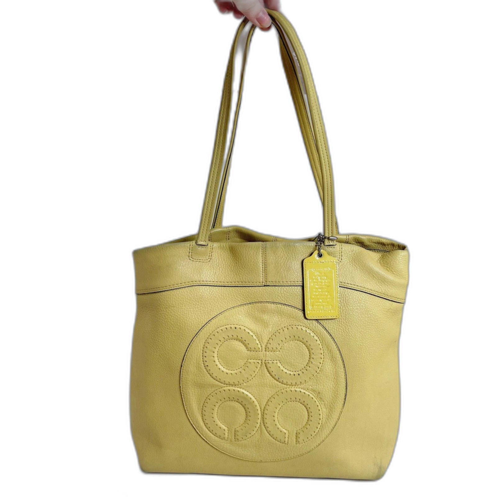 RARE Coach Julia Terry Tote in Butter Yellow Light Yellow Monogram Shoulder Bag