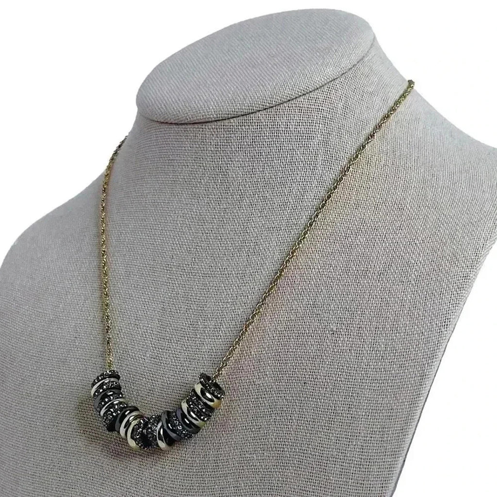 Ann Taylor Gold Necklace Black and Gold Rings Bohemian Boho Chic