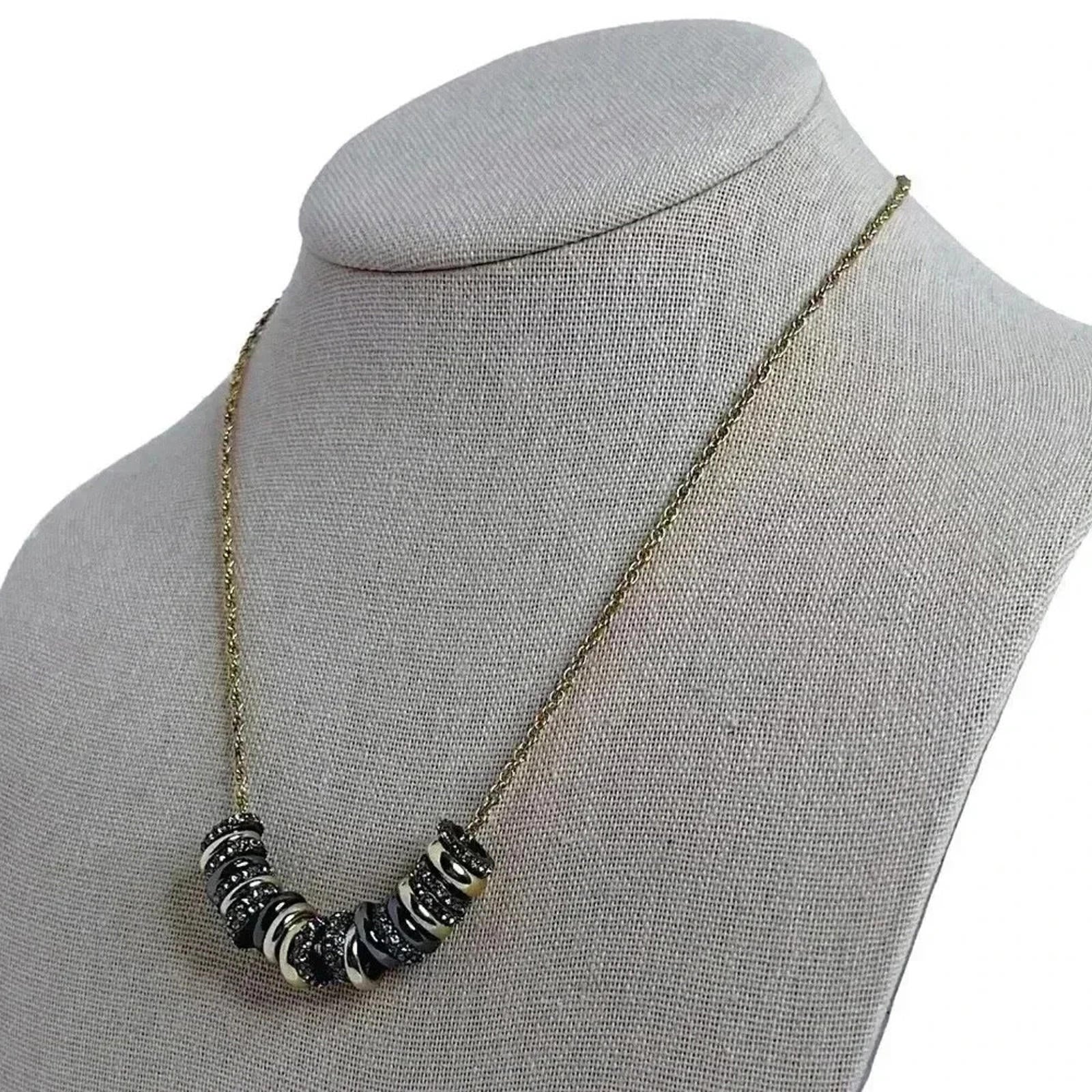 Ann Taylor Gold Necklace Black and Gold Rings Bohemian Boho Chic