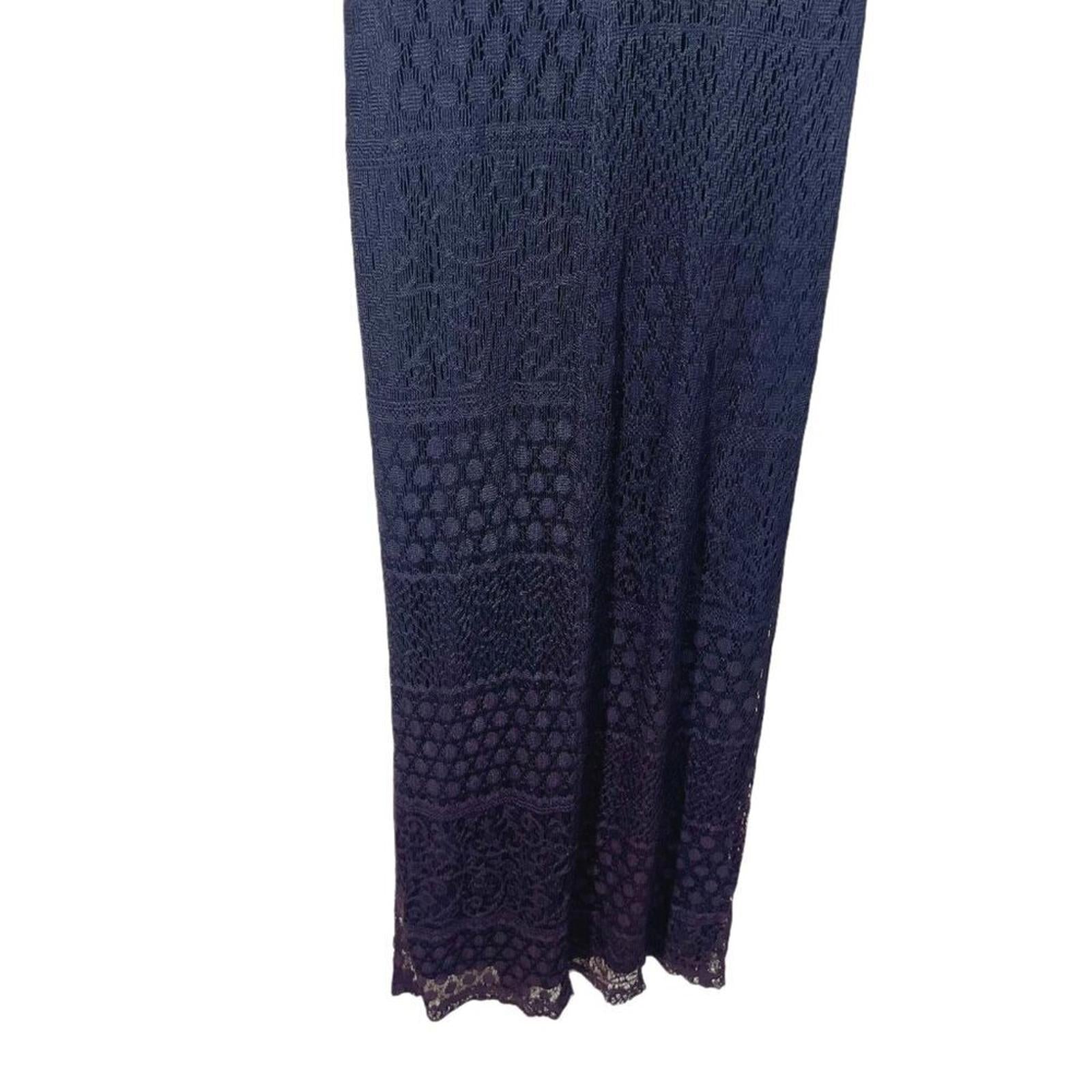 Vintage 90s y2k Mirrors Navy Blue Lace Maxi Dress Women's Size L