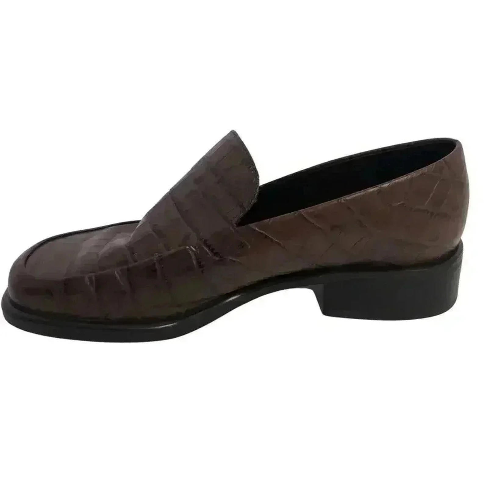 Vintage Franco Sarto Brown Crocodile Print Leather Men's Loafers