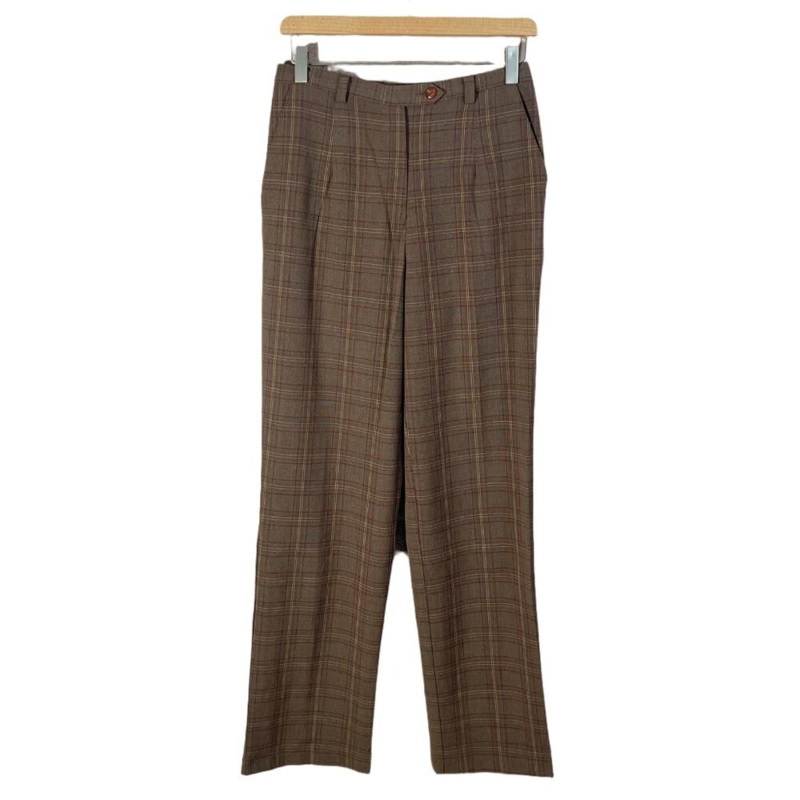 Vintage Sag Harbor Brown Plaid Slacks Trousers Dark Academia Size 6