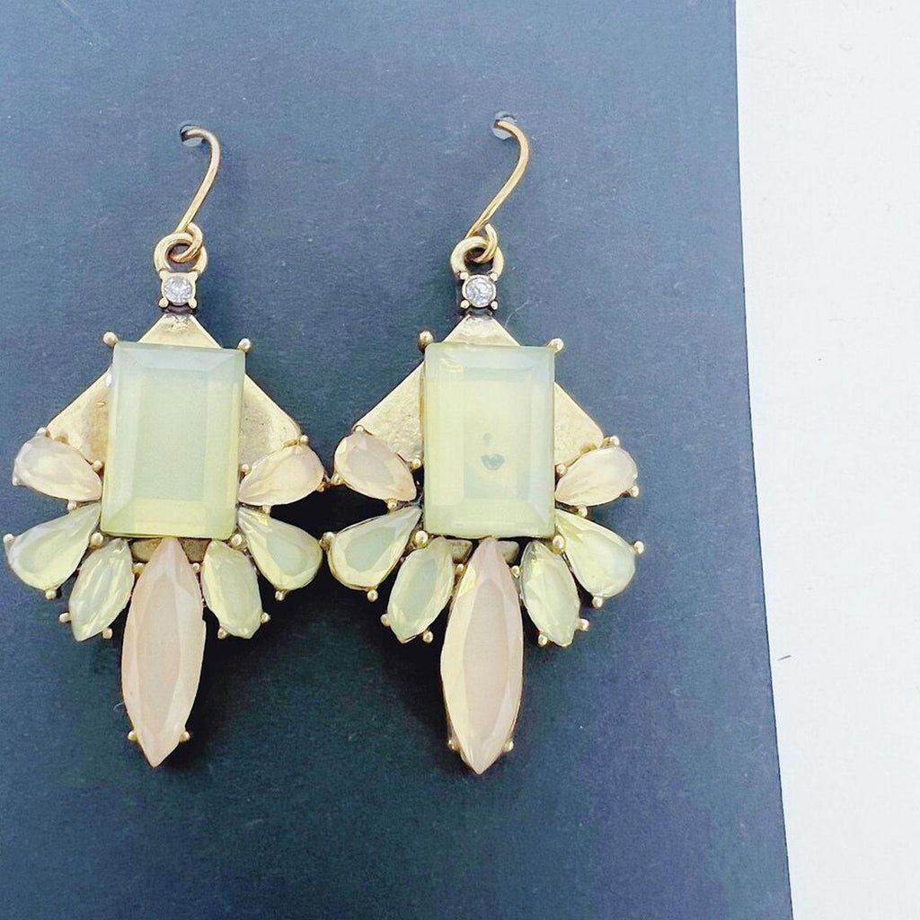 J. Crew Green and Yellow Geometric Statement Earrings