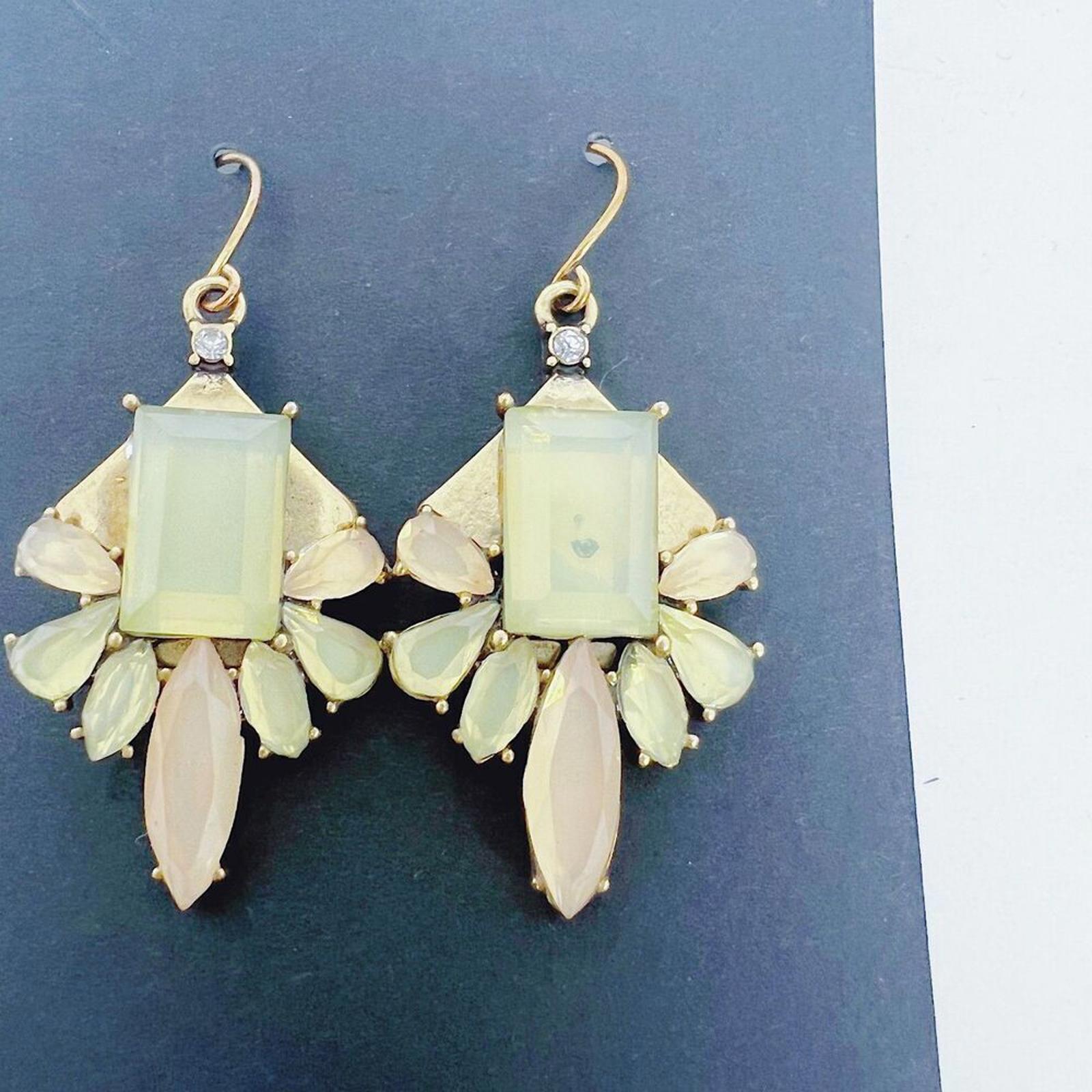J. Crew Green and Yellow Geometric Statement Earrings