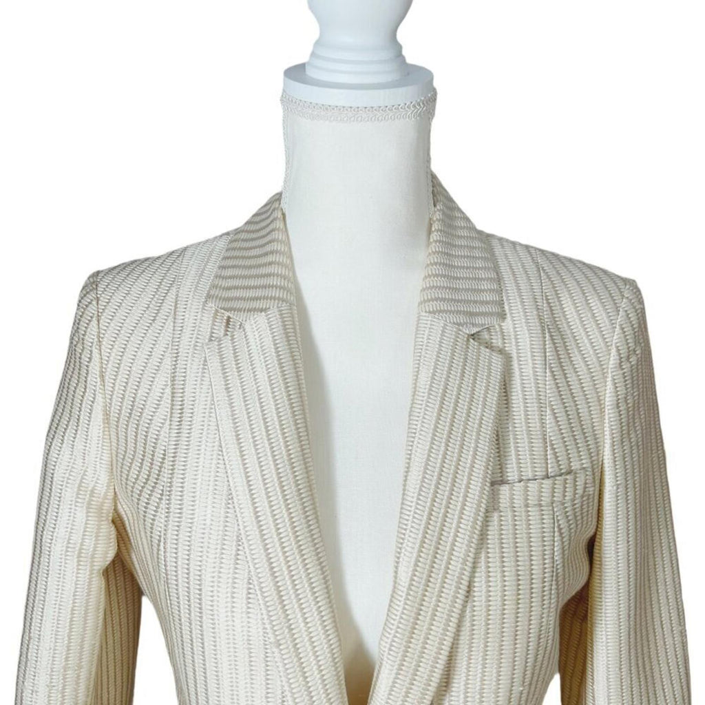 Elizabeth & James Hazel Tan and Navy Blazer Jacket Textured Woven Women's Size 8