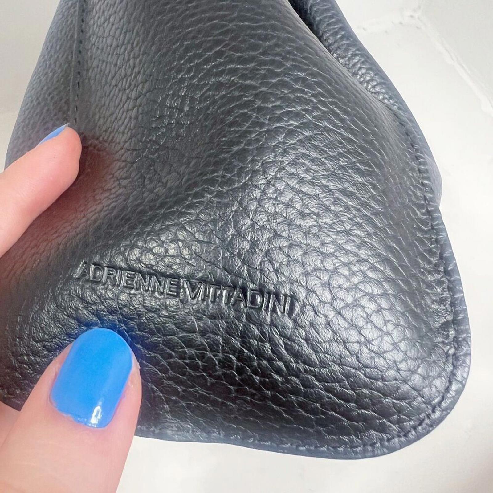 Adrienne Vittadini Black Pebbled Leather Shoulder Bag Gold Hardware Purse