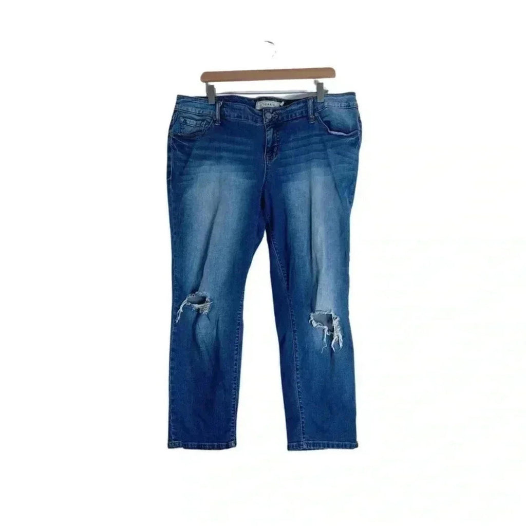 Torrid Distressed Medium Wash Skinny Jeans Distressed Denim Mid Rise Size 16