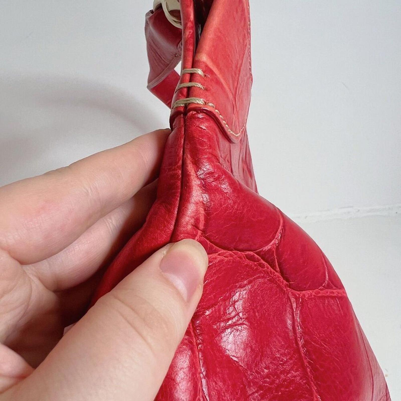 Dooney & Bourke Cinzia Red Crocodile Embossed Leather Shoulder Bag Moto Purse