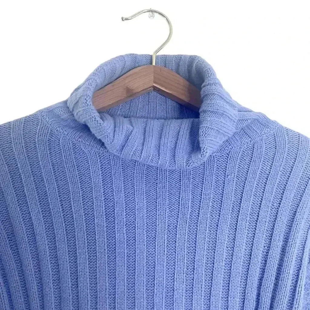 Light Purple Bell Sleeved Turtleneck Mock Neck Bell Sleeve Knit Sweater Size M